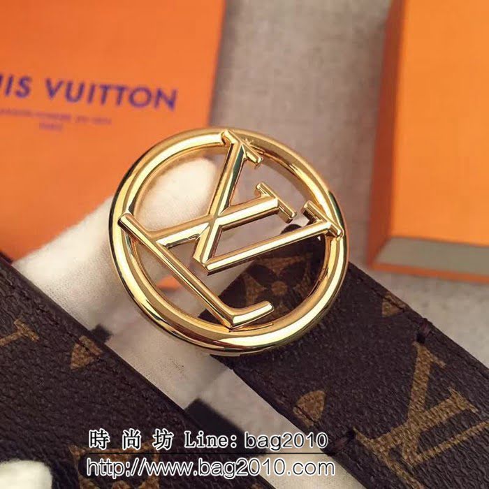 路易威登LV Monogram帆布 圓形LV logo 男士皮帶 LHG1227